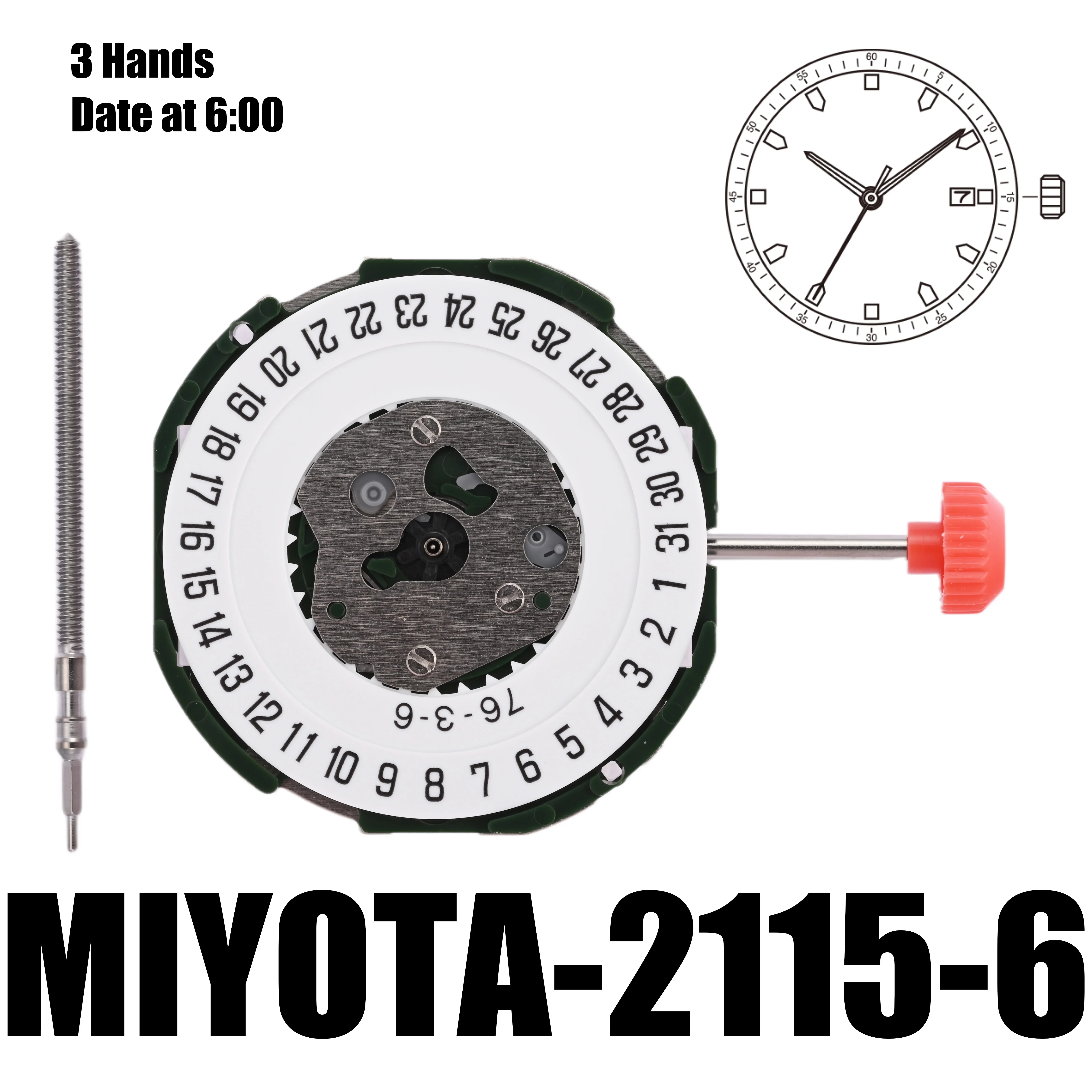 Кварцевый механизм Miyota 2115, Japona 2115-6, запчасти для часов, ремонтные аксессуары с индикацией даты, календарем, японским механизмом
Кварцевый механизм Miyota 2115, Japona 2115-6, запчасти для часов, ремонтные аксессуары с индикацией даты, календарем, японским механизмом