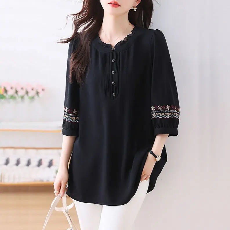 plus Size Embroidered Chiffon Top Loose Fit Mid-Length Sleeve Seven-Quarter Length Mommy Clothes Casual Comfortable Women's S...
plus Size Embroidered Chiffon Top Loose Fit Mid-Length Sleeve Seven-Quarter Length Mommy Clothes Casual Comfortable Women's S...