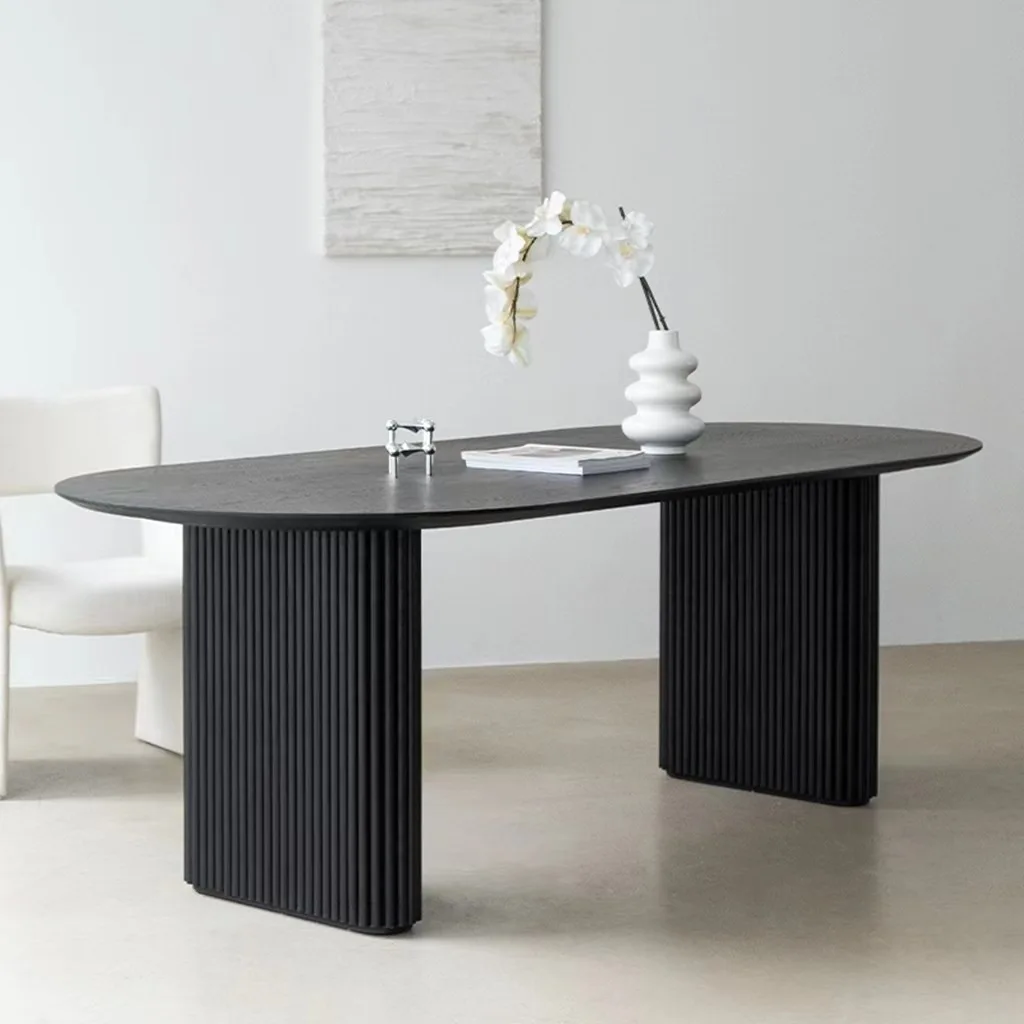 Wabi Sandy Wind Solid Wood Dining Table and Chair Combination Small Apartment Oval Household Black Table Studio Office Desk
Wabi Sandy Wind Solid Wood Dining Table and Chair Combination Small Apartment Oval Household Black Table Studio Office Desk
