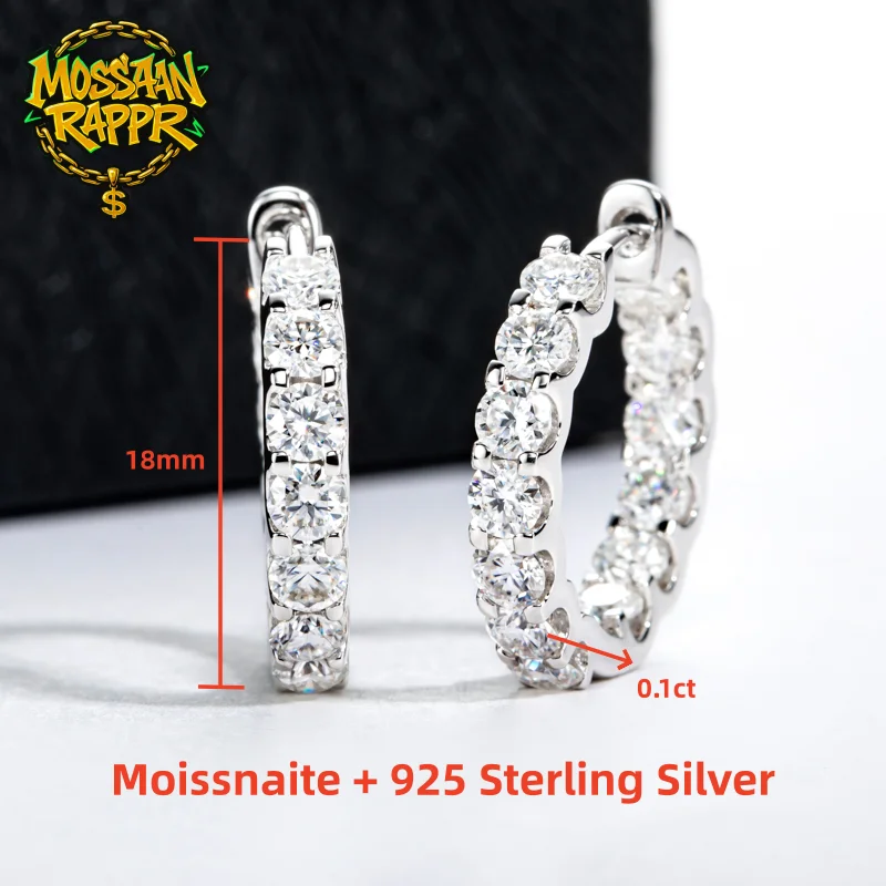 MossanRappr 3mm 2.6cttw Moissanite Shiny Hoop Earrings 925 Sterling Silver Hip Hop Earring Fashion Jewelry Gifts for Men Women
MossanRappr 3mm 2.6cttw Moissanite Shiny Hoop Earrings 925 Sterling Silver Hip Hop Earring Fashion Jewelry Gifts for Men Women
