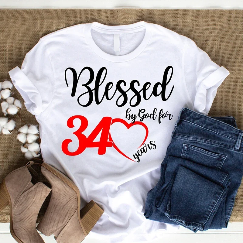 Blessed By God for 34 Women T Shirts Cotton 34th Years Old Birthday Party Womens Clothes Harajuku Vintage T-shirts Black Tops
Blessed By God for 34 Women T Shirts Cotton 34th Years Old Birthday Party Womens Clothes Harajuku Vintage T-shirts Black Tops