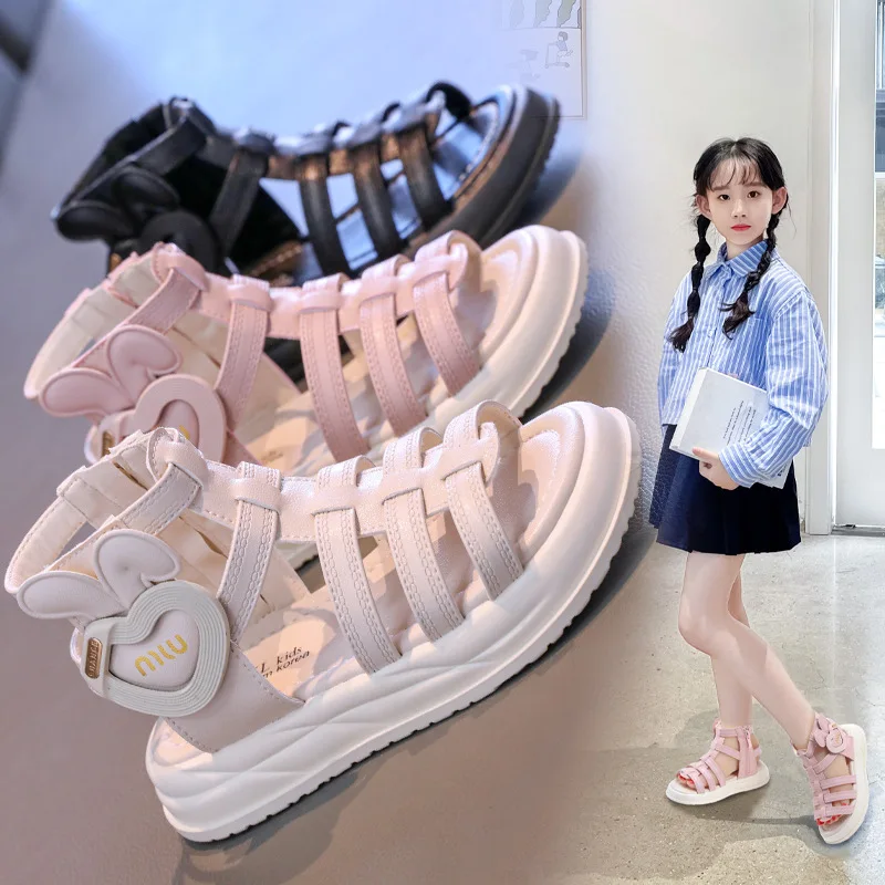 Summer Girls Heart Roman Sandals Children Lace-up Soft Non-slip Open-toe Beach Shoes Kids Sports Water Shoes Casual Sandals
Summer Girls Heart Roman Sandals Children Lace-up Soft Non-slip Open-toe Beach Shoes Kids Sports Water Shoes Casual Sandals