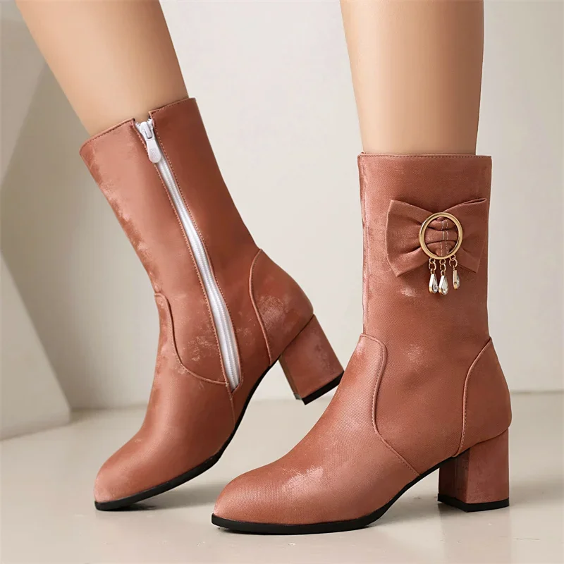 Fashion Pink Beige Ankle Boots Princess Bow Metal String Bead High Heel Black Side Zip Botas 2024 Party Shoes for Girls 14+y
Fashion Pink Beige Ankle Boots Princess Bow Metal String Bead High Heel Black Side Zip Botas 2024 Party Shoes for Girls 14+y