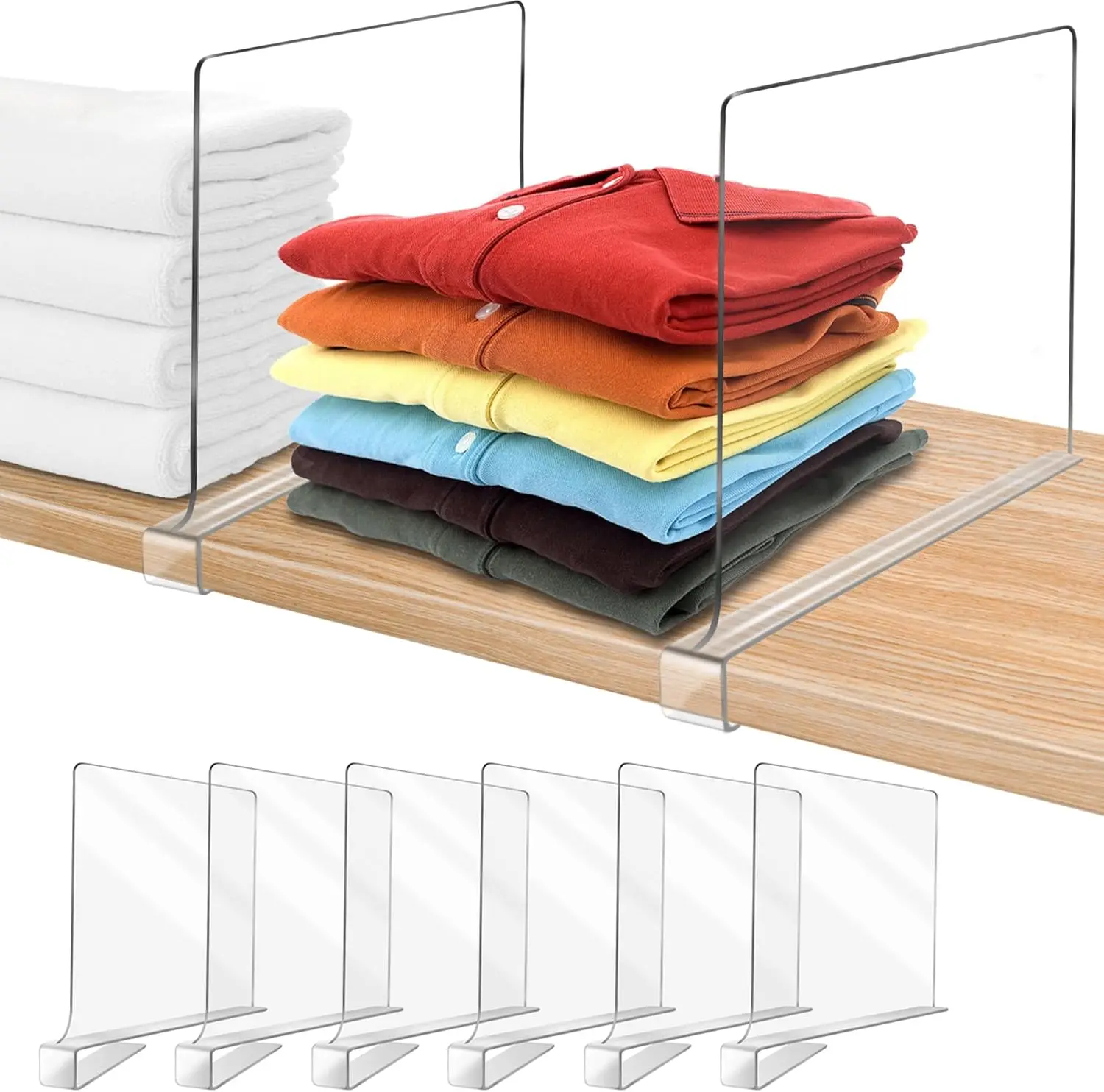 12-Inch Clear Acrylic Shelf Dividers, 6-Pack Adjustable Organizer for Closet, Bookshelf, and Storage
12-Inch Clear Acrylic Shelf Dividers, 6-Pack Adjustable Organizer for Closet, Bookshelf, and Storage