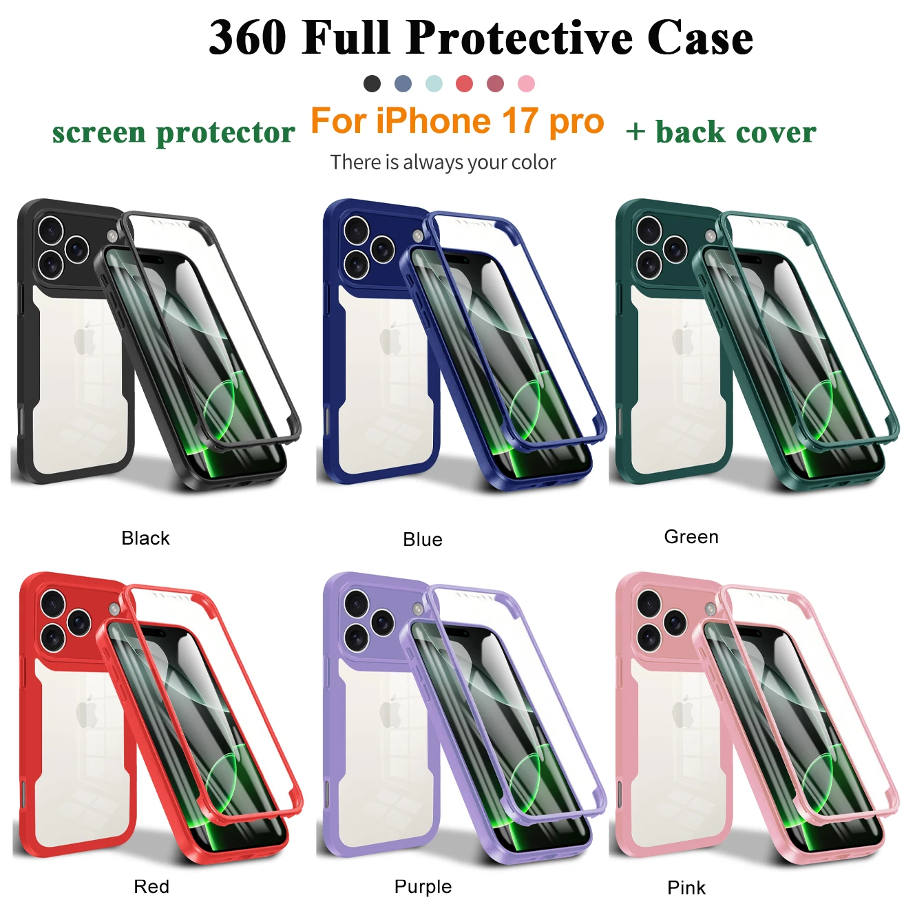 For iPhone 17 Pro 360 All-inclusive Case Full Coverage Protection Screen Protector Camera Lens Protective Bumper Shell Funda
For iPhone 17 Pro 360 All-inclusive Case Full Coverage Protection Screen Protector Camera Lens Protective Bumper Shell Funda