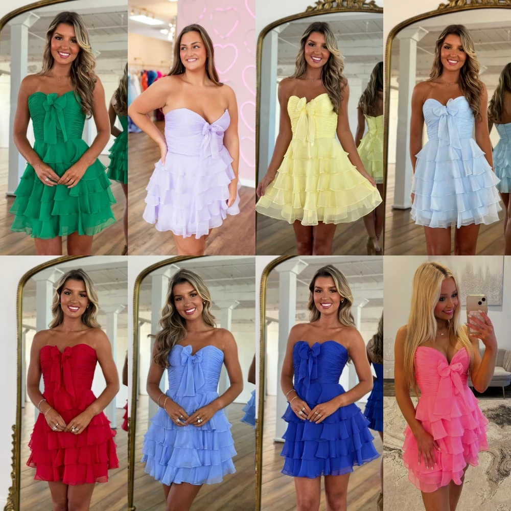 Strapless Ruffle Cocktail Party Dress Bow Pink Chiffon Short Sweet 16 Semi Formal Hoco Graduation Gown Pageant Interview Holiday
Strapless Ruffle Cocktail Party Dress Bow Pink Chiffon Short Sweet 16 Semi Formal Hoco Graduation Gown Pageant Interview Holiday