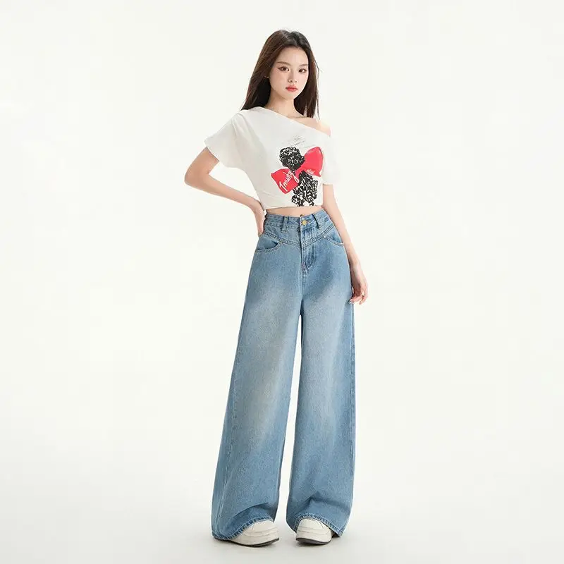 American Style Spring Summer New Vintage High Waist Loose Slimming Draped Straight Leg Floor-Length Jeans for Women
American Style Spring Summer New Vintage High Waist Loose Slimming Draped Straight Leg Floor-Length Jeans for Women