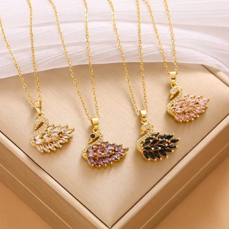 Zircon swan pendant titanium steel necklace women's niche versatile clavicle chain titanium steel chain
Zircon swan pendant titanium steel necklace women's niche versatile clavicle chain titanium steel chain