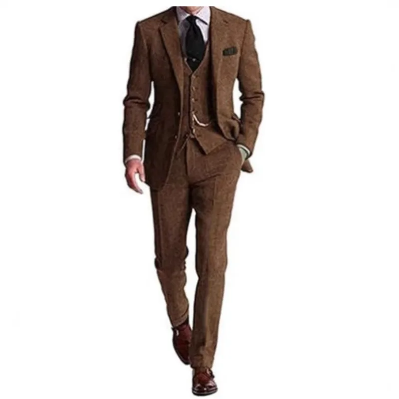 Men's 3 Piece Slim Fit Herringbone Tweed Suit Notch Lapel Blazer Vest Pants Wedding Groom Business Prom Tuxedo
Men's 3 Piece Slim Fit Herringbone Tweed Suit Notch Lapel Blazer Vest Pants Wedding Groom Business Prom Tuxedo