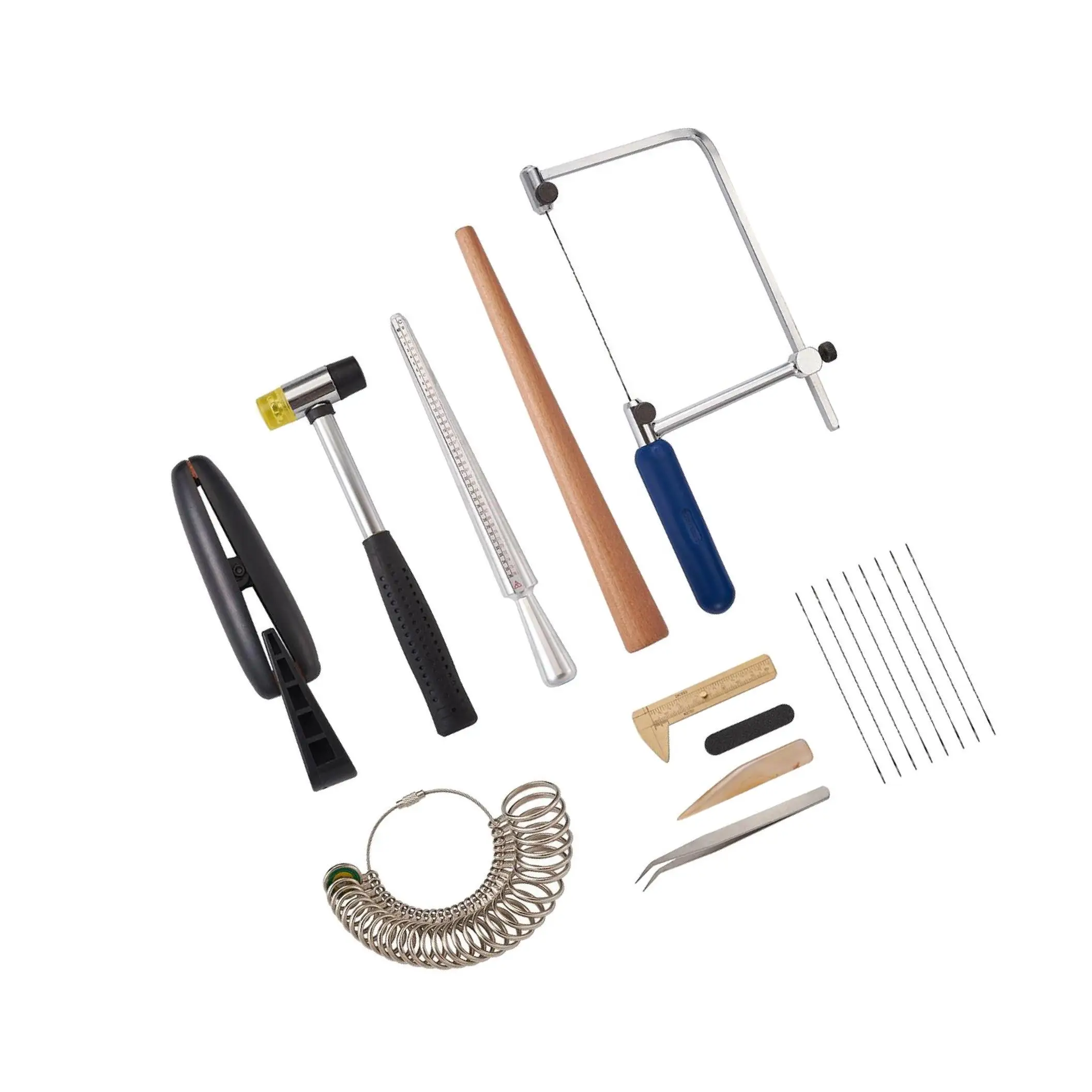 Набор инструментов для изготовления ювелирных изделий: измерительная линейка, оправа для колец, калибр для определения размера кольца
Набор инструментов для изготовления ювелирных изделий: измерительная линейка, оправа для колец, калибр для определения размера кольца