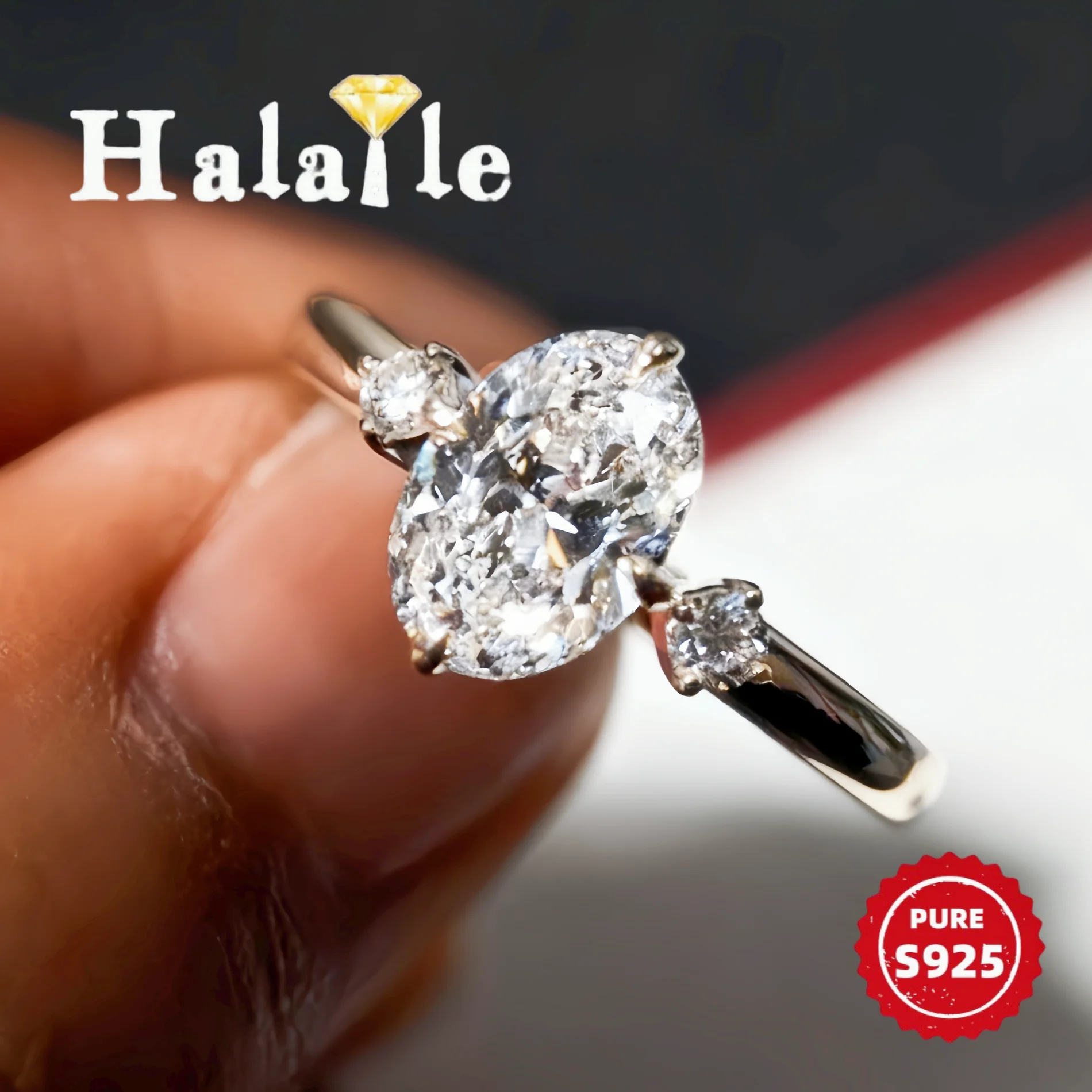 Halaile Pigeon Egg 7*9MM 2CT Moissanite/Zircon Ring 100% S925 Sterling Silver Women Sparkling Fine Jewelry Engagement Wedding
Halaile Pigeon Egg 7*9MM 2CT Moissanite/Zircon Ring 100% S925 Sterling Silver Women Sparkling Fine Jewelry Engagement Wedding