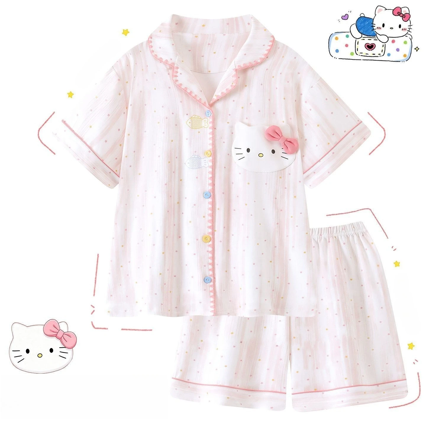Anime Sanrio Kawaii Hello Kitty Cotton Short Sleeve Pajamas Women Breathable Thin Summer Home Clothes Cartoon Lovely Cute 2026
Anime Sanrio Kawaii Hello Kitty Cotton Short Sleeve Pajamas Women Breathable Thin Summer Home Clothes Cartoon Lovely Cute 2026