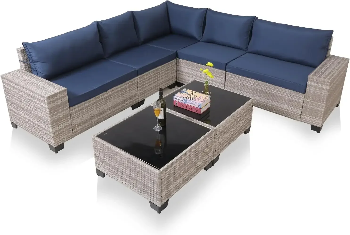 % — 7-компонентный плетеный модульный диван для бесед с 2 журнальными столиками и моющимися подушками, секционное двухместное сиденье из ротанга на открытом воздухе C
% — 7-компонентный плетеный модульный диван для бесед с 2 журнальными столиками и моющимися подушками, секционное двухместное сиденье из ротанга на открытом воздухе C