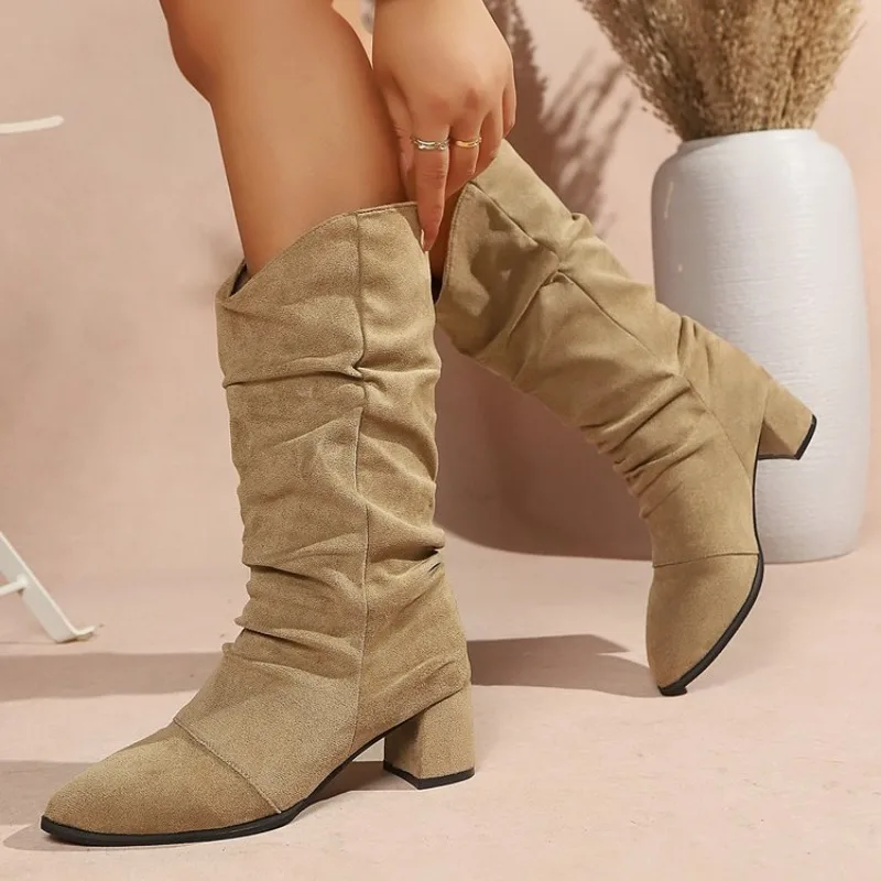 Women's Mid-heel Single Boots Spring New Pointed tip Soft Sole Non-slip High Boots
Women's Mid-heel Single Boots Spring New Pointed tip Soft Sole Non-slip High Boots
