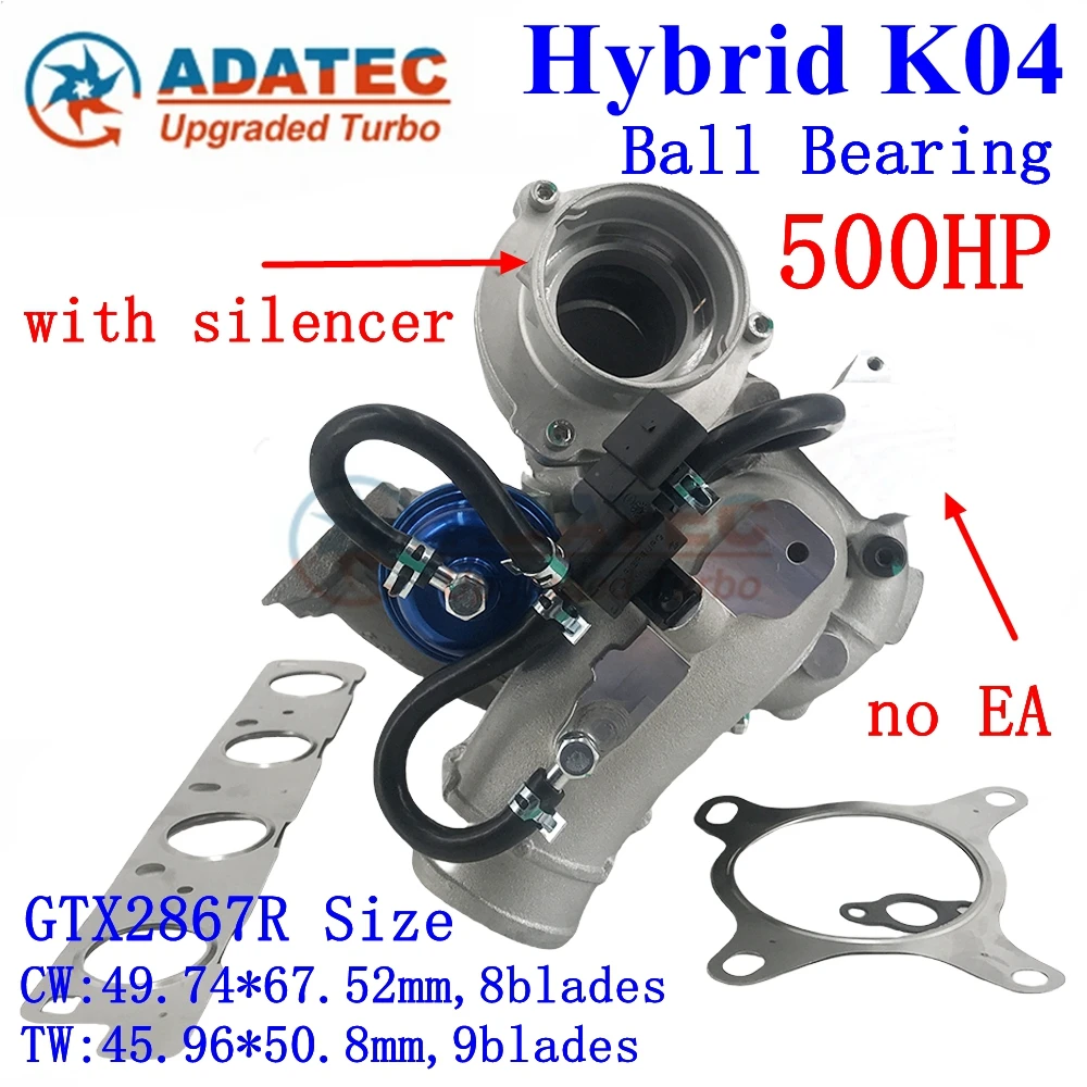 Hybrid K04 Turbocharger Ball Bearing 500HP GTX2867R Size 53049880064 53049700064 06F145702CV Upgrade Turbo for Audi S3 2.0 TFSI
Hybrid K04 Turbocharger Ball Bearing 500HP GTX2867R Size 53049880064 53049700064 06F145702CV Upgrade Turbo for Audi S3 2.0 TFSI