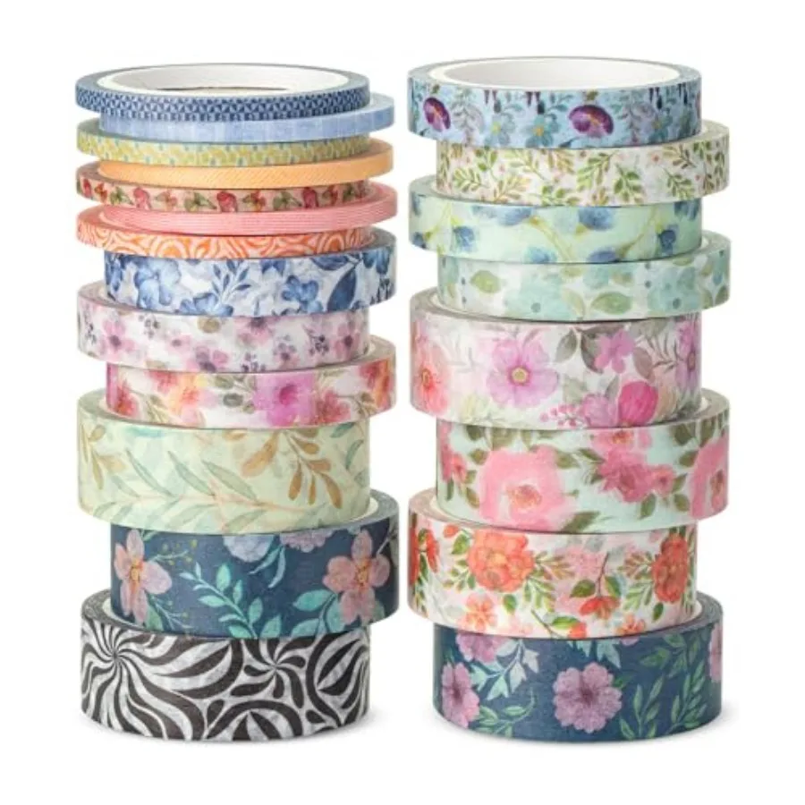 Washi Tape Set, 21 Rolls, Assorted Sizes,,5 Yards/Roll, Washi Tape for Scrapbook, Arts, Crafts, Journals and Planners
Washi Tape Set, 21 Rolls, Assorted Sizes,,5 Yards/Roll, Washi Tape for Scrapbook, Arts, Crafts, Journals and Planners
