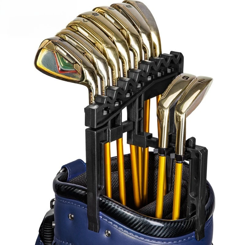 Golf club holder can hold nine iron rods to reduce head collision and adjust width
Golf club holder can hold nine iron rods to reduce head collision and adjust width