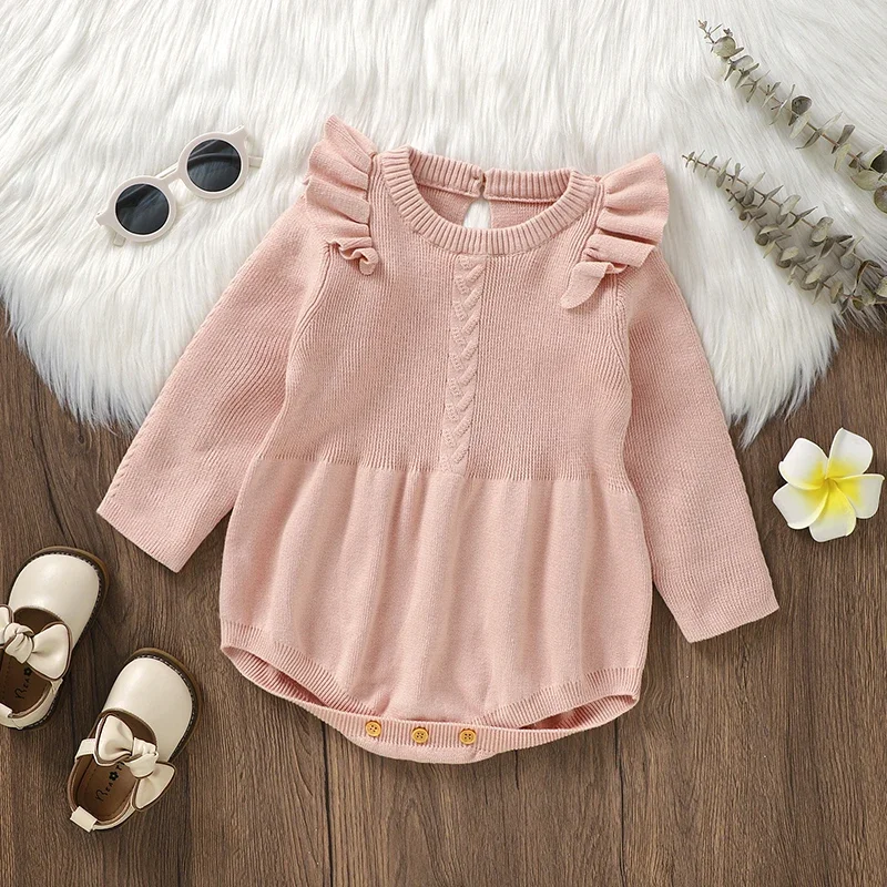 Girls Baby Bodysuits Cotton Knit Infant Kid Clothing Fashion Ruffles Overalls 0-18M Newborn Jumpsuit Long Sleeve Rompers Autumn
Girls Baby Bodysuits Cotton Knit Infant Kid Clothing Fashion Ruffles Overalls 0-18M Newborn Jumpsuit Long Sleeve Rompers Autumn