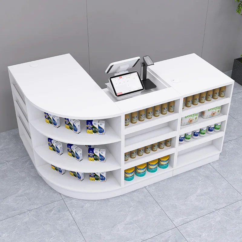 Supermarket convenience store cash register combination display cabinet commercial simple small arc corner bar table
Supermarket convenience store cash register combination display cabinet commercial simple small arc corner bar table