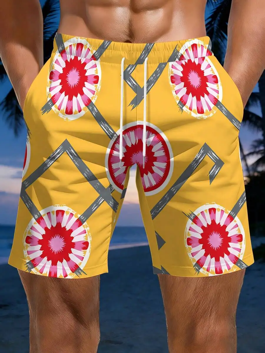 Mens Geometric Floral Print Beach Shorts Vibrant Yellow Red Pink Summer Swimwear
Mens Geometric Floral Print Beach Shorts Vibrant Yellow Red Pink Summer Swimwear