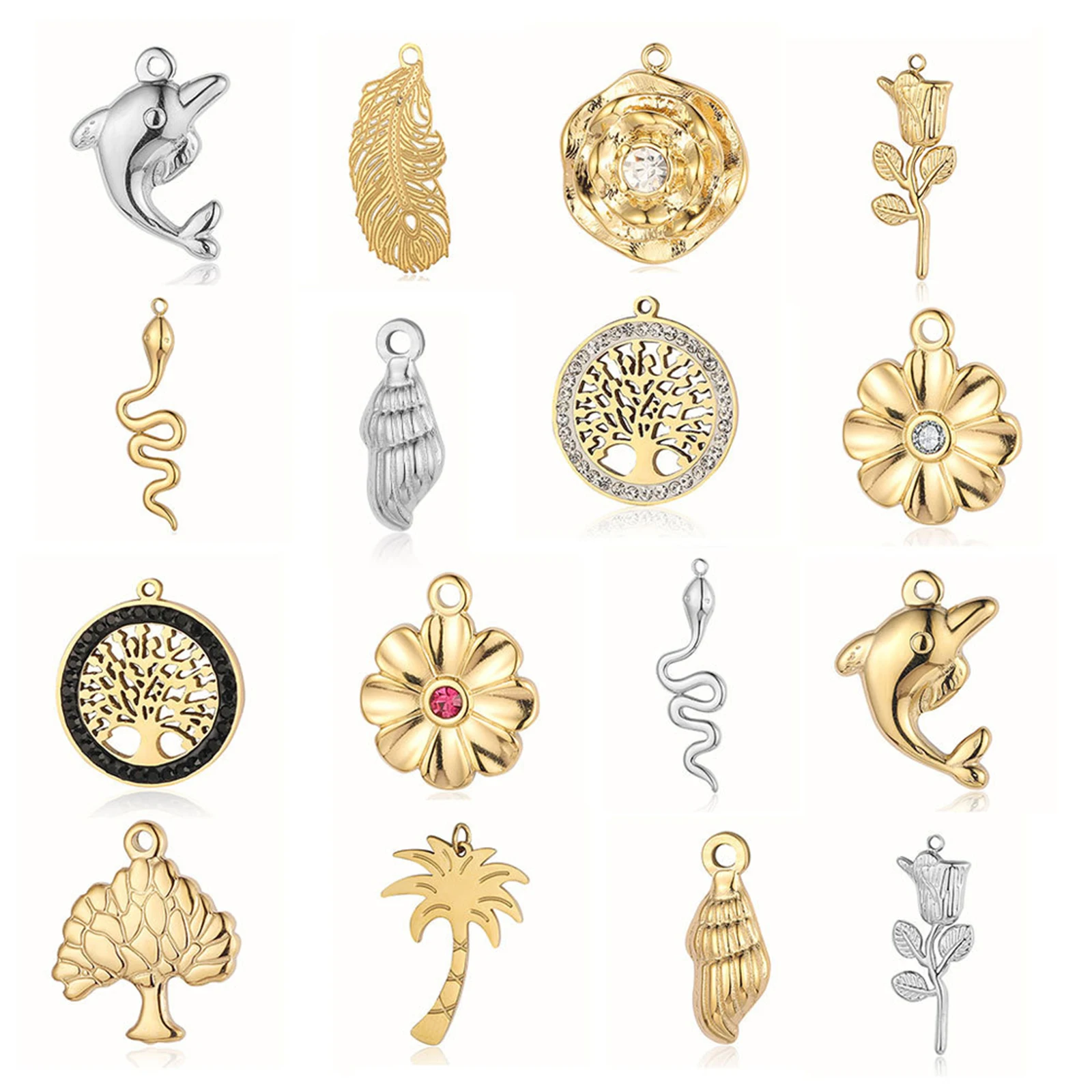 304 Stainless Steel Shell Dolphin Flower Snake Charms Coconut Tree Pendant For Jewelry Making Findings Diy Necklace Bracelet,1PC
304 Stainless Steel Shell Dolphin Flower Snake Charms Coconut Tree Pendant For Jewelry Making Findings Diy Necklace Bracelet,1PC
