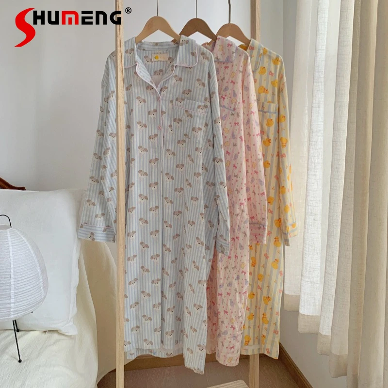 Милый домашний костюм с животными для женщин: хлопковая ночная рубашка с начесом, оригинальная полосатая ночная сорочка с длинным рукавом для осени и зимы
Милый домашний костюм с животными для женщин: хлопковая ночная рубашка с начесом, оригинальная полосатая ночная сорочка с длинным рукавом для осени и зимы