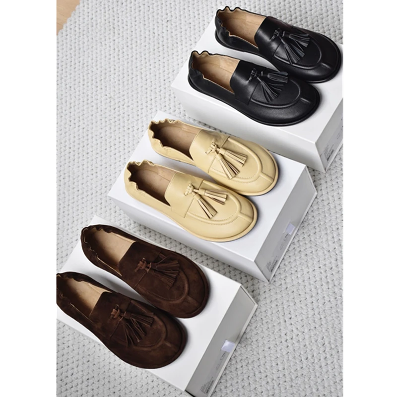 Jenny & DaveЛетние французские ленивые лоферы из воловьей кожи высокого качества, минималистичные ретро-украшения с кисточками, мягкие и удобные туфли на плоской подошве, женские
Jenny & DaveЛетние французские ленивые лоферы из воловьей кожи высокого качества, минималистичные ретро-украшения с кисточками, мягкие и удобные туфли на плоской подошве, женские