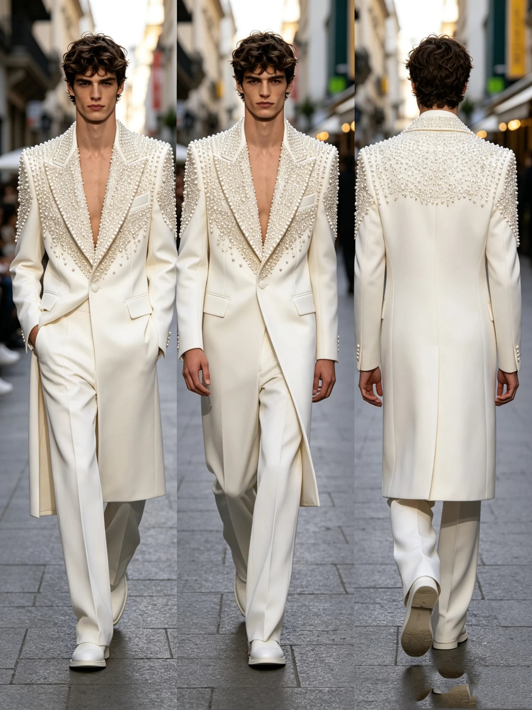 Pearls Luxury White Men Suit Set 2 Piece Long Blazer+Pants Prom Wedding Tuxedos Coat Customized Formal Office Fashion Jacket
Pearls Luxury White Men Suit Set 2 Piece Long Blazer+Pants Prom Wedding Tuxedos Coat Customized Formal Office Fashion Jacket