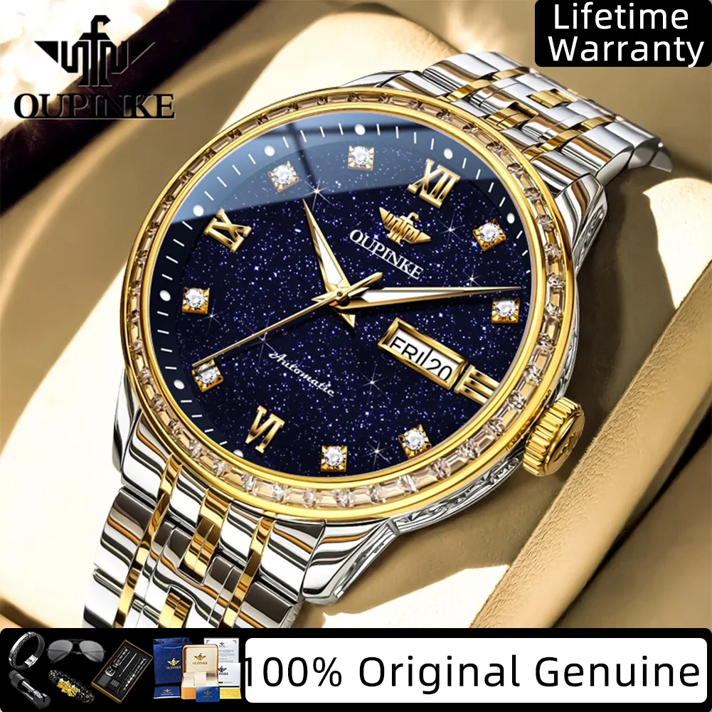 OUPINKE Original Automatic Watches for Men Luxury Diamond Bezel Dual Calendar Sapphire Mirror Men's Mechanical Wristwatches 3258
OUPINKE Original Automatic Watches for Men Luxury Diamond Bezel Dual Calendar Sapphire Mirror Men's Mechanical Wristwatches 3258