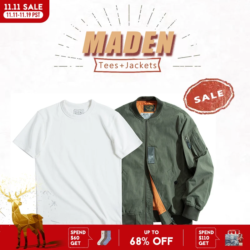 Maden Men's MA-1 Flight Bomber Jackets and T-shirts Vintage Air Pilot Jacket Green Baseball Suit Coat 2 Piece Tops
Maden Men's MA-1 Flight Bomber Jackets and T-shirts Vintage Air Pilot Jacket Green Baseball Suit Coat 2 Piece Tops