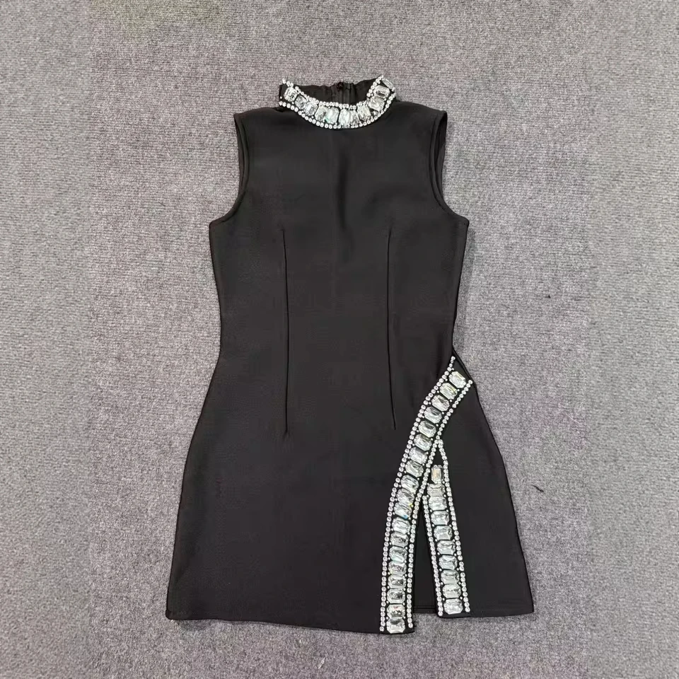 New Summer Super shining Diamonds O-neck Sleeveless Bandage Mini Dress Fashion Woman Birthday Party Dress Music Festival Outfit
New Summer Super shining Diamonds O-neck Sleeveless Bandage Mini Dress Fashion Woman Birthday Party Dress Music Festival Outfit