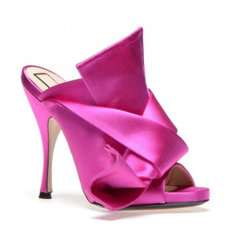 Summer Pure Color Satin Bow Knot Open Toe Slippers Brand 10cm High Heels Sexy Women Sandals Rose Red Green Girl Shoes Size 34-44
Summer Pure Color Satin Bow Knot Open Toe Slippers Brand 10cm High Heels Sexy Women Sandals Rose Red Green Girl Shoes Size 34-44