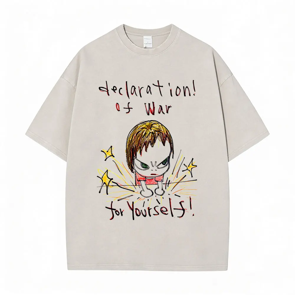 Washed Vintage Yoshitomo Nara Declaration of War for Yourself Graphic T Shirt Men Women Clothing Casual Funny Oversized T-shirt
Washed Vintage Yoshitomo Nara Declaration of War for Yourself Graphic T Shirt Men Women Clothing Casual Funny Oversized T-shirt