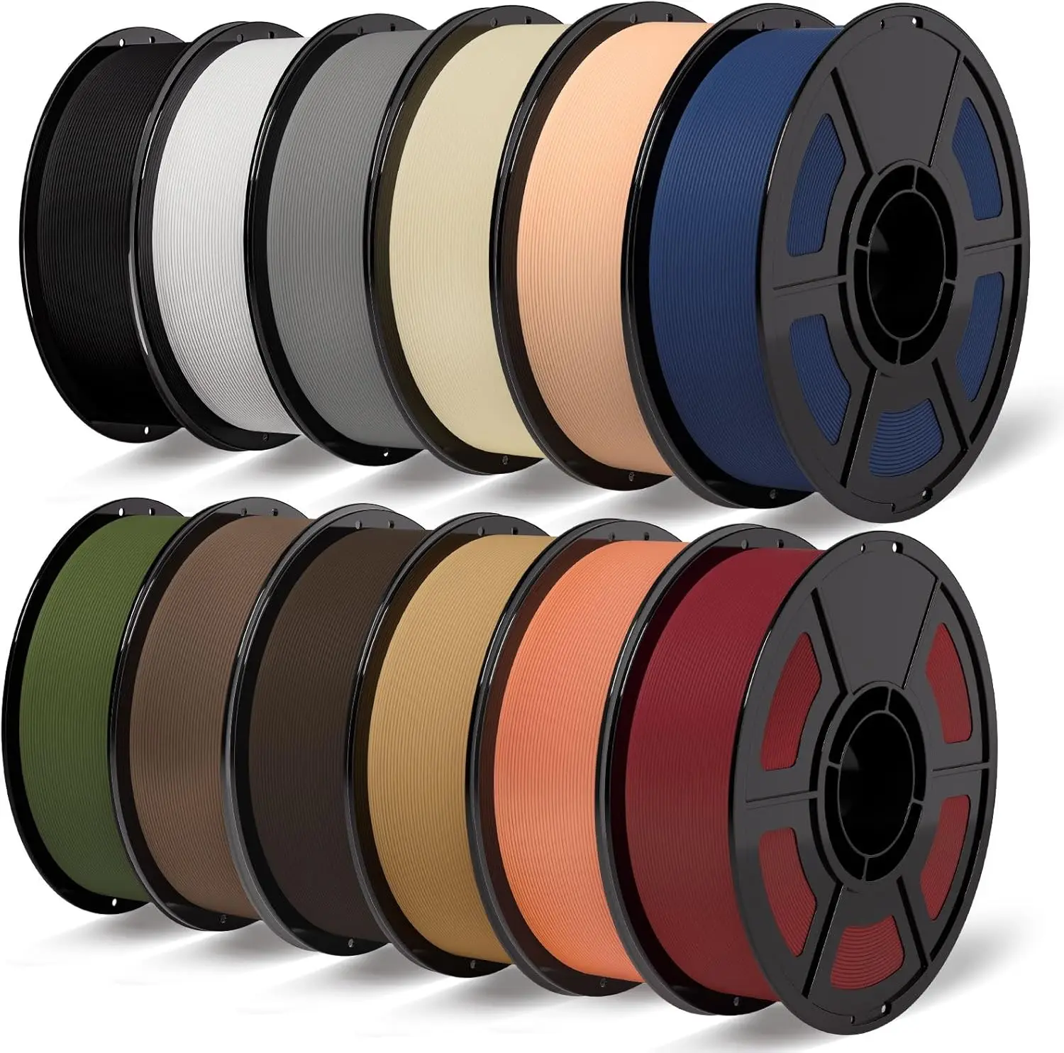 12KG Matte PLA Filament Bundle 1.75MM, Multicolor Bulk for Most 3D Printers, Black White Grey Beige Navy Green Brown Orange Red
12KG Matte PLA Filament Bundle 1.75MM, Multicolor Bulk for Most 3D Printers, Black White Grey Beige Navy Green Brown Orange Red