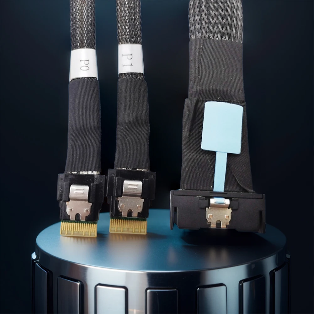 PCIE5.0 MCIO 8i Slimline SAS To 2 Ports SFF-8654 4i Cable 32GT/s High-Speed Server Connection Cable Adapter 50cm Male to Male
PCIE5.0 MCIO 8i Slimline SAS To 2 Ports SFF-8654 4i Cable 32GT/s High-Speed Server Connection Cable Adapter 50cm Male to Male