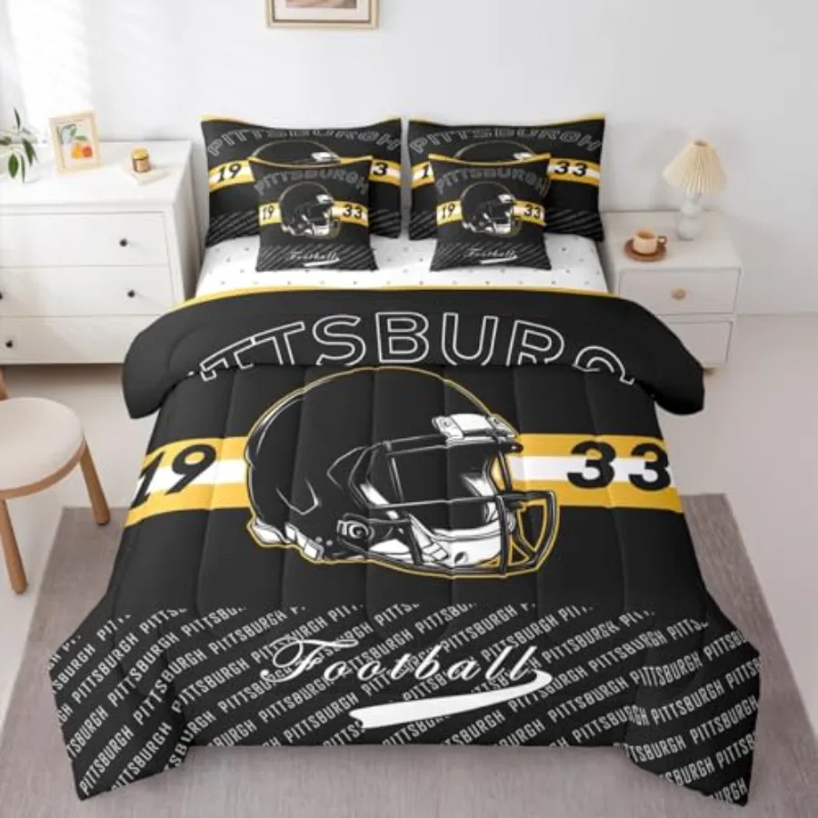 Football Comforter Set with Sheets 7 Pcs Size Pittsburgh Bedding Set for Boys Girls Football City Bed in a Bag Sports Games Roo
Football Comforter Set with Sheets 7 Pcs Size Pittsburgh Bedding Set for Boys Girls Football City Bed in a Bag Sports Games Roo