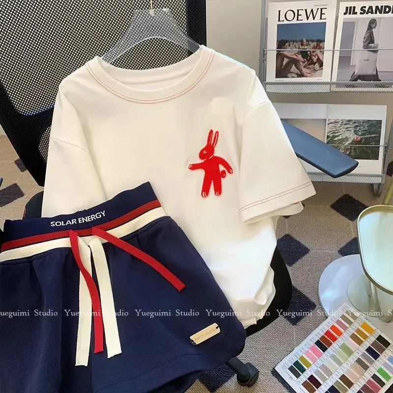 Oversized Women Clothes Cartoon Athleisure Fashion Short Sleeve T-Shirts Sets Female Summer Loose Patchwork Two-piece Suit
Oversized Women Clothes Cartoon Athleisure Fashion Short Sleeve T-Shirts Sets Female Summer Loose Patchwork Two-piece Suit