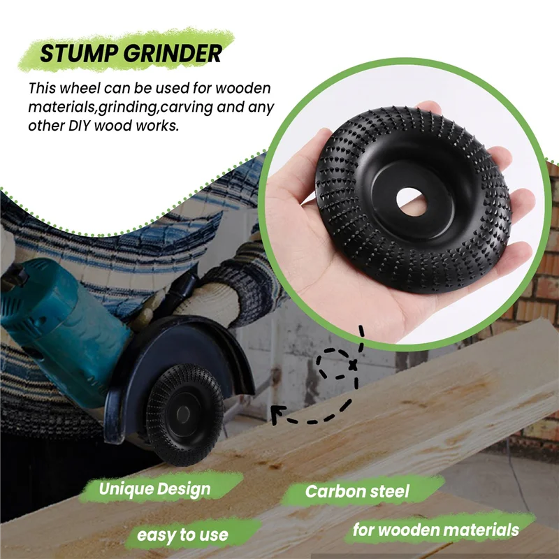 Premium-Grinder Wheel Disc 4 Inch Wood Shaping Wheel, Wood Grinding Shaping Disk For Angle Grinders With 5/8Inch Arbor
Premium-Grinder Wheel Disc 4 Inch Wood Shaping Wheel, Wood Grinding Shaping Disk For Angle Grinders With 5/8Inch Arbor