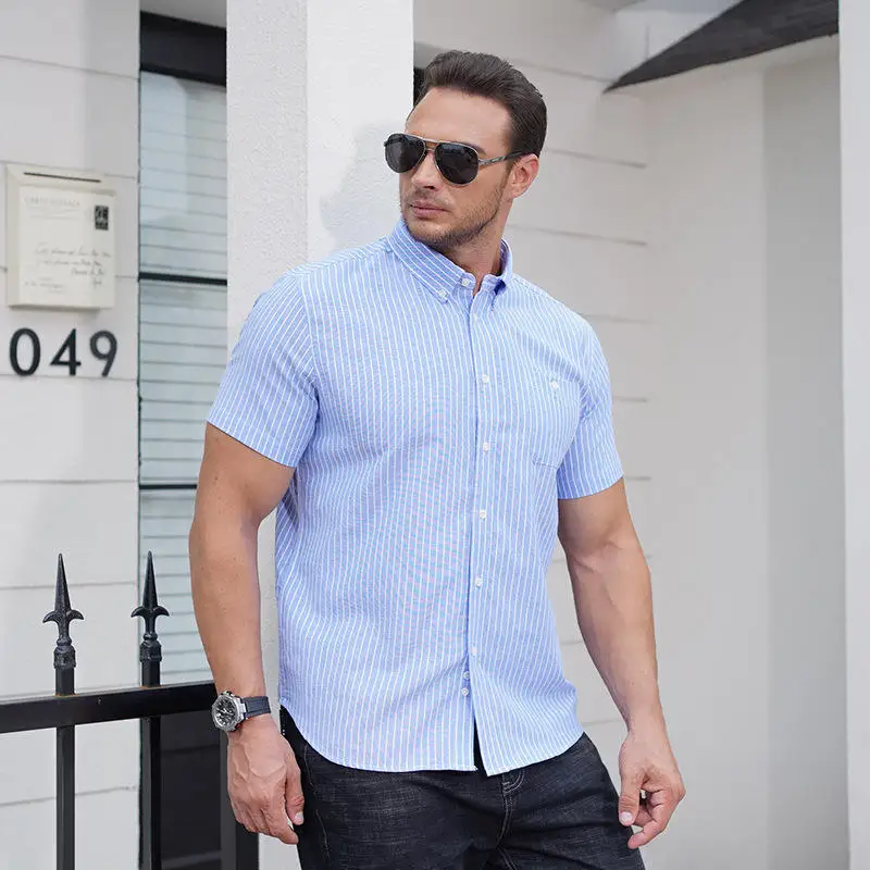 plus Size Casual Striped Shirt Short Sleeve Loose Fit Summer Regular Thickness Male Fashion PU Leather Short Sleeve Shirt
plus Size Casual Striped Shirt Short Sleeve Loose Fit Summer Regular Thickness Male Fashion PU Leather Short Sleeve Shirt