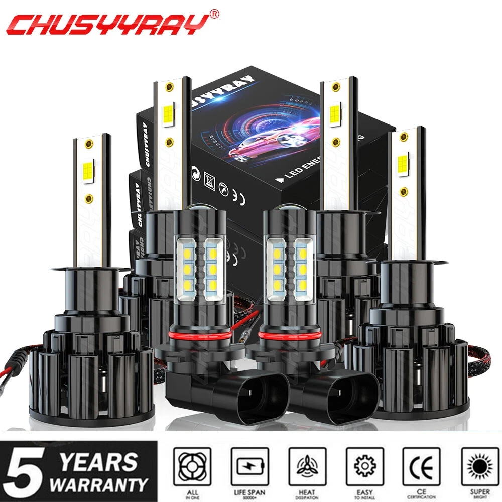 6x H1 H1 9006 LED Headlights Hi-Lo Beam Fog Light Bulbs 9-32V 6000K 100000LM 800% Super Bright White 1:1 Same Size Plug & Play
6x H1 H1 9006 LED Headlights Hi-Lo Beam Fog Light Bulbs 9-32V 6000K 100000LM 800% Super Bright White 1:1 Same Size Plug & Play