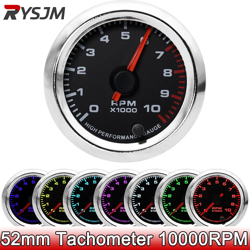 Тахометр 52 мм с 7-цветной подсветкой, 0-10000 об/мин, автомобильный указатель, тахометр, измеритель для цилиндра 12 В, 4/6/8, бензиновый автомобиль
Тахометр 52 мм с 7-цветной подсветкой, 0-10000 об/мин, автомобильный указатель, тахометр, измеритель для цилиндра 12 В, 4/6/8, бензиновый автомобиль