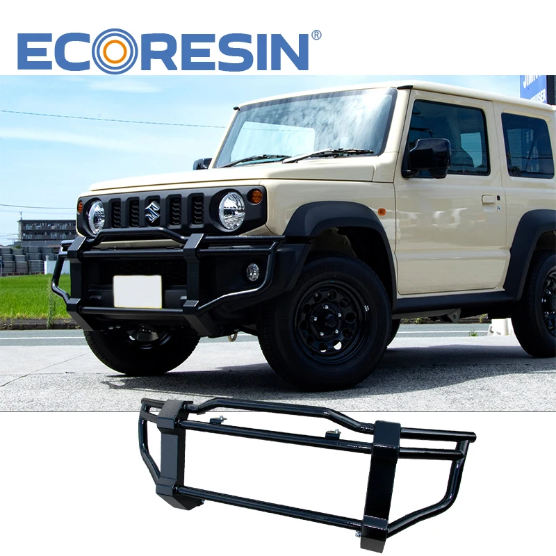Suzuki Jimny JB64 JB74 Bull Bar Front Bumper & Rear Bumper - Land Rover Defender Style Black Steel Off-Road Accessories 
Suzuki Jimny JB64 JB74 Bull Bar Front Bumper & Rear Bumper - Land Rover Defender Style Black Steel Off-Road Accessories