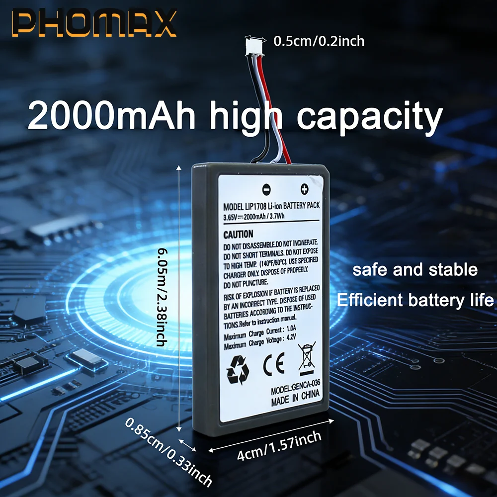 PHOMAX 2000mAh PS5 Wireless Controller Battery for Sony Playstation 5 LIP1708 Dualsense Gamepad Controller CFI-ZCT1W CFI-ZCT1J
PHOMAX 2000mAh PS5 Wireless Controller Battery for Sony Playstation 5 LIP1708 Dualsense Gamepad Controller CFI-ZCT1W CFI-ZCT1J