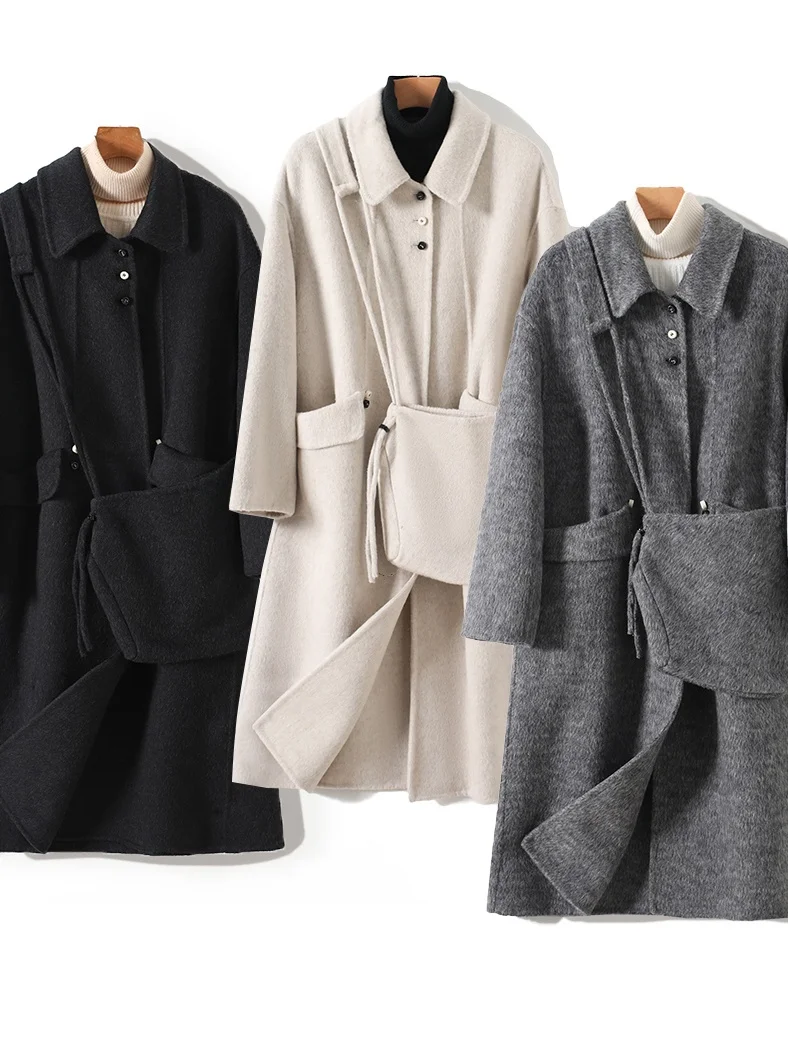 Double-Sided Woolen Coat for Women Casual Long Lapel Jaet Commute Sle Autumn Winter Faion Ele Match Big Bag
Double-Sided Woolen Coat for Women Casual Long Lapel Jaet Commute Sle Autumn Winter Faion Ele Match Big Bag