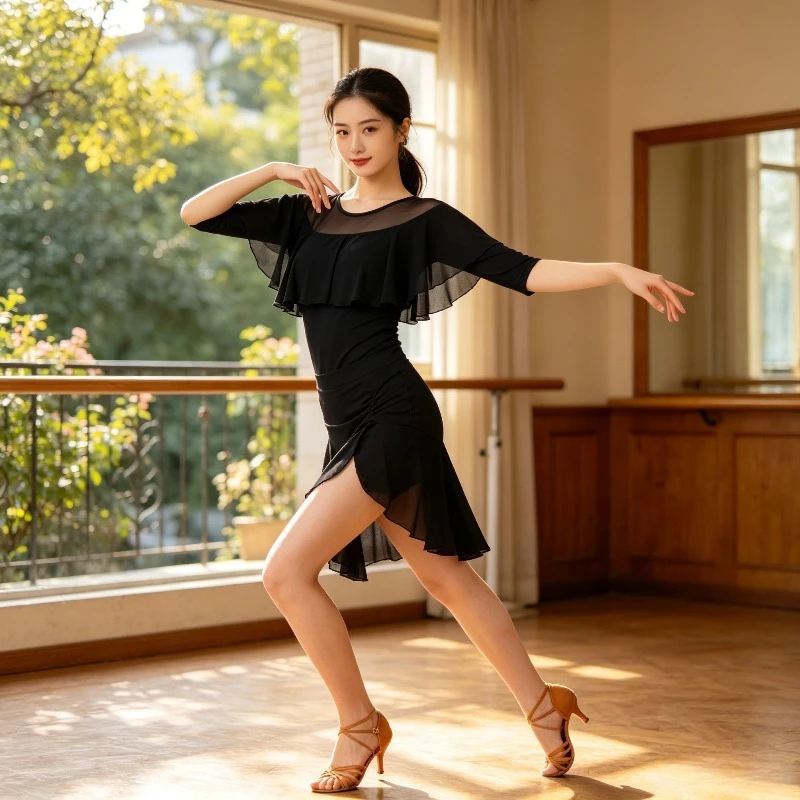 Women Ruffled Sleeve Modern Dance Top Elegant National Standard Latin Dance Costume For Practice Competition Performance Zym
Women Ruffled Sleeve Modern Dance Top Elegant National Standard Latin Dance Costume For Practice Competition Performance Zym