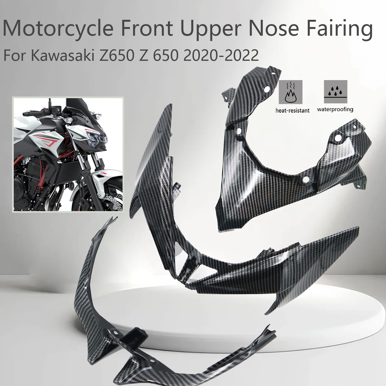 Motorcycle Front Upper Nose Fairing Headlight Shroud Cover For KAWASAKI Z 650 Z650 2020 2021 2022 ABS Carbon Fiber Accessories
Motorcycle Front Upper Nose Fairing Headlight Shroud Cover For KAWASAKI Z 650 Z650 2020 2021 2022 ABS Carbon Fiber Accessories