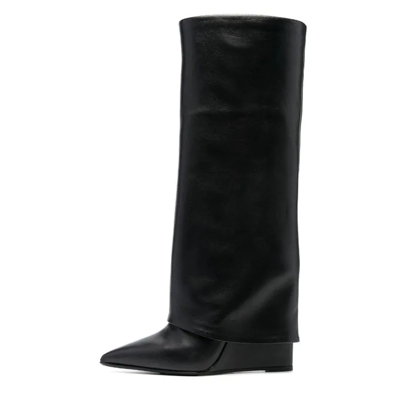 Arden Furtado 2024 Autumn Wedges Turned-over Edge Knee high boots Pointed toe Slip-on Super high heel Modern boots Large size
Arden Furtado 2024 Autumn Wedges Turned-over Edge Knee high boots Pointed toe Slip-on Super high heel Modern boots Large size