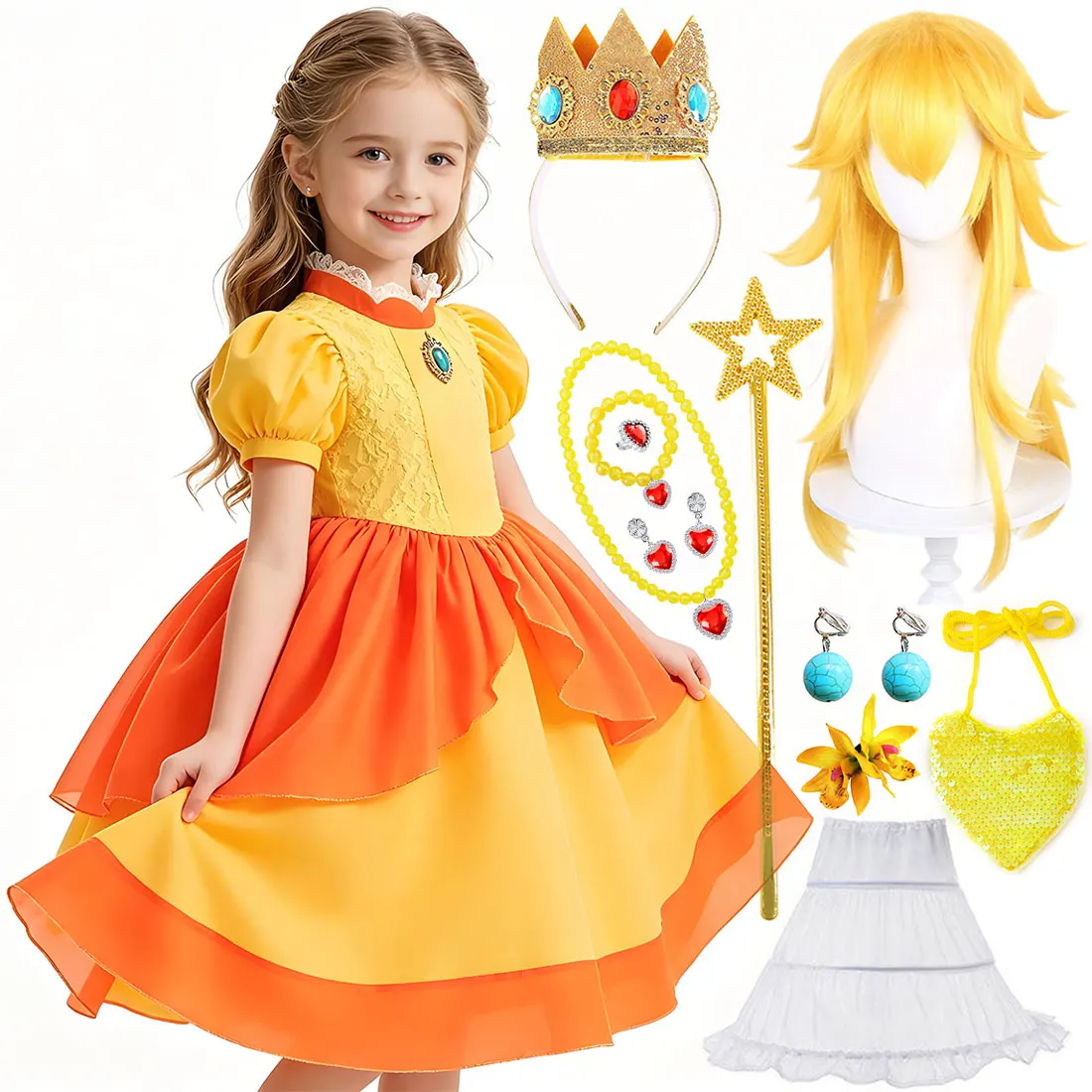 2026 Girl Cosplay New Yellow Cartoon Princess Dress Set Ruffled Puffy Skirt Accessories Outfit Halloween Birthday Party Costume
2026 Girl Cosplay New Yellow Cartoon Princess Dress Set Ruffled Puffy Skirt Accessories Outfit Halloween Birthday Party Costume