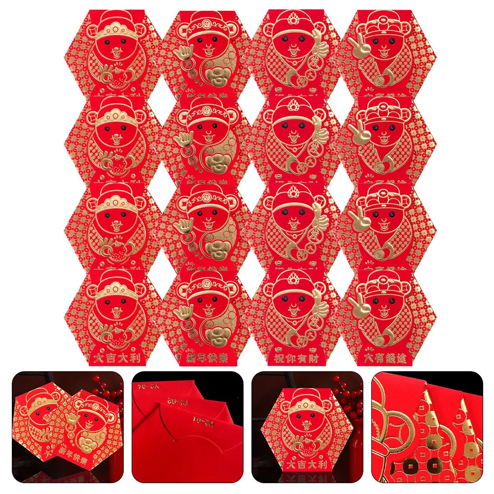 16Pcs Spring Festival Red Envelopes Premium Thick Paper Chinese Hongbao Luck Money Bags with Elegant Patterns for Lunar New Year
16Pcs Spring Festival Red Envelopes Premium Thick Paper Chinese Hongbao Luck Money Bags with Elegant Patterns for Lunar New Year