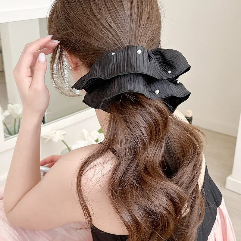 Beaded Pleated Pearl Scrunchie Retro French Style Elastic Hair Rope for Low Pony Bun Office Festival
Beaded Pleated Pearl Scrunchie Retro French Style Elastic Hair Rope for Low Pony Bun Office Festival